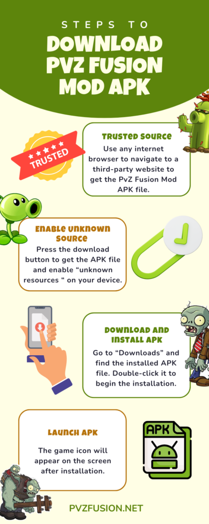 Steps to download Plants vs Zombies fusion Mod for Android APK with 1 click direct file into your device